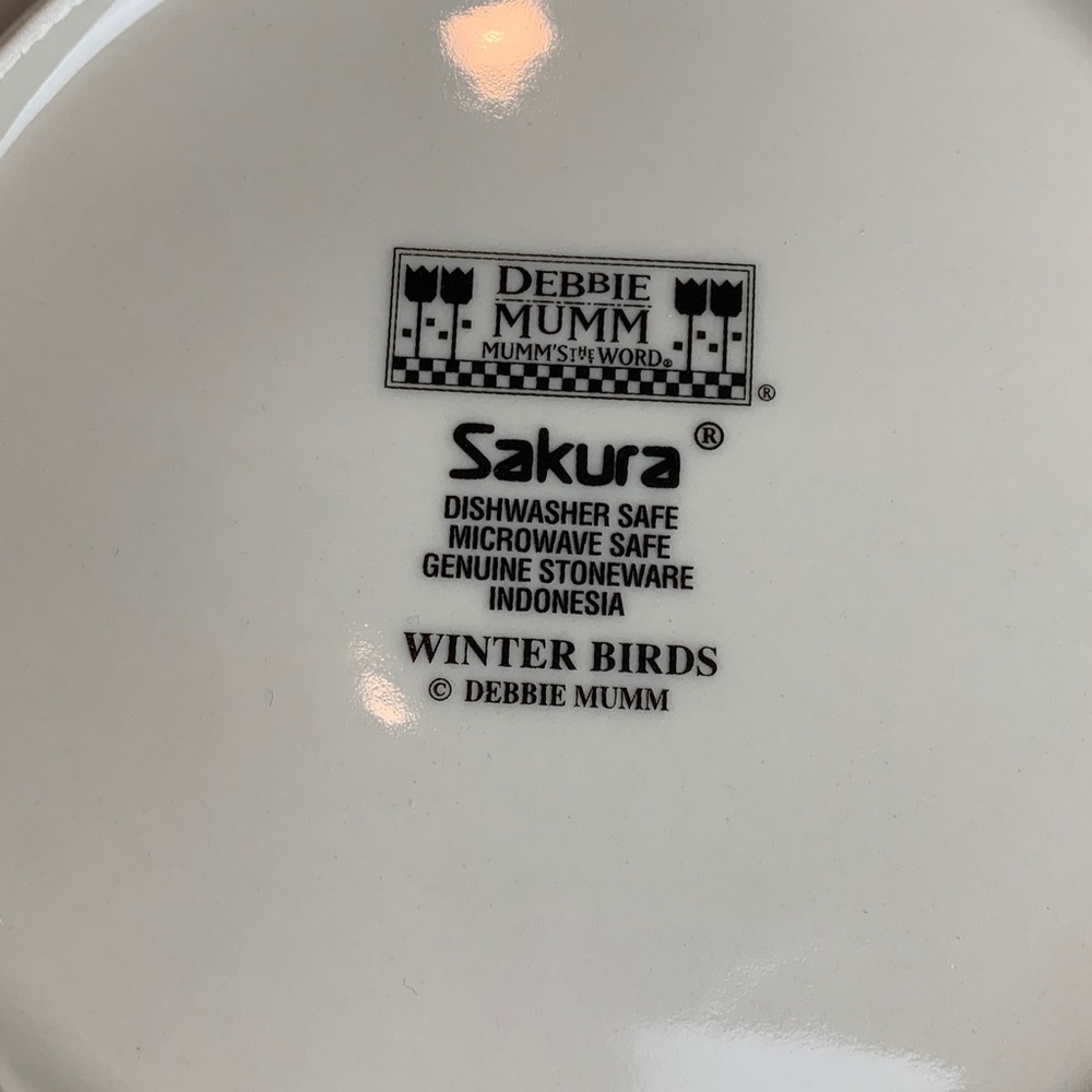 Debbie Mumm Sakura Winter Birds Salad Dessert Plates Set of 4 NIB Vintage 2000 - Picture 8 of 8